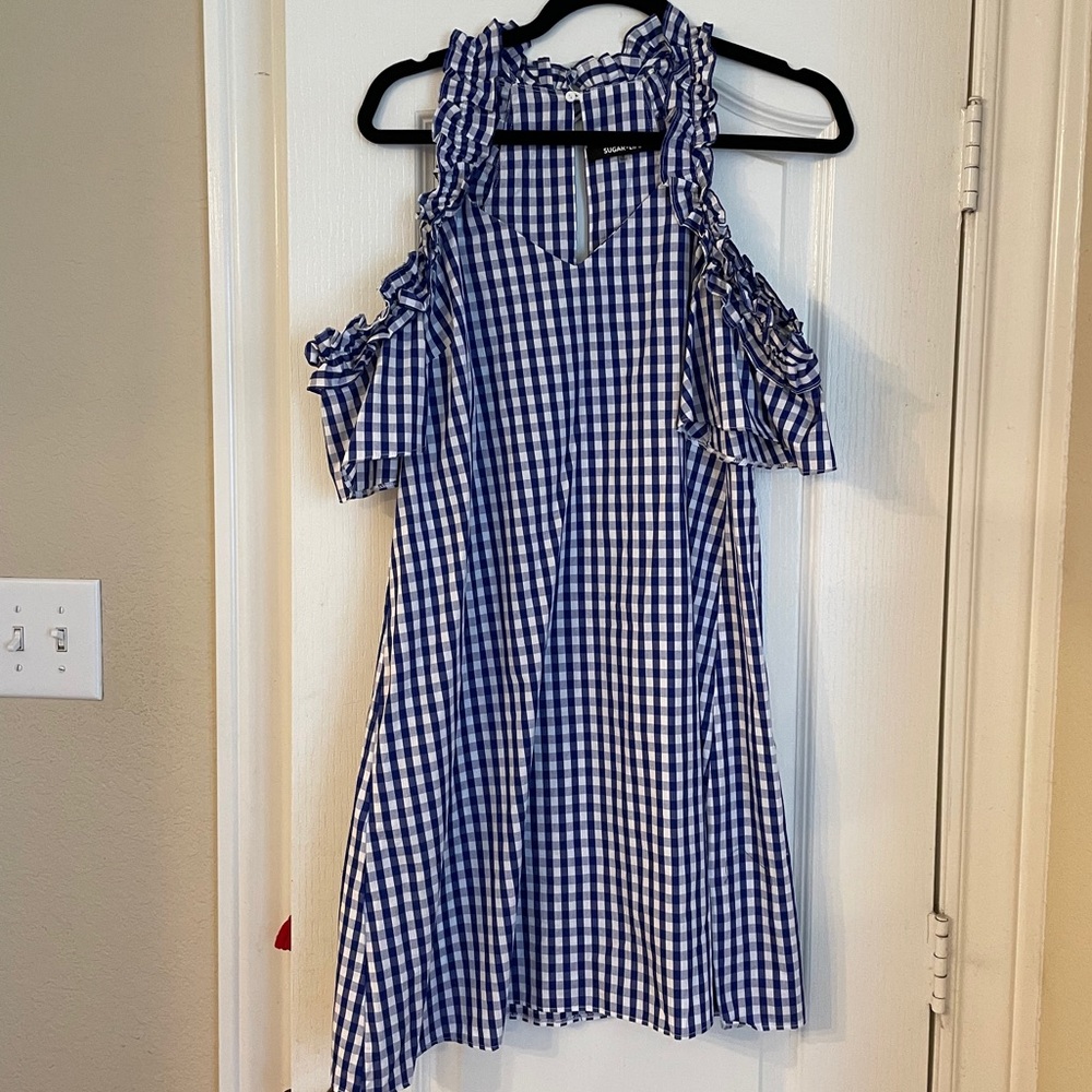 Could Shoulder gingham dress